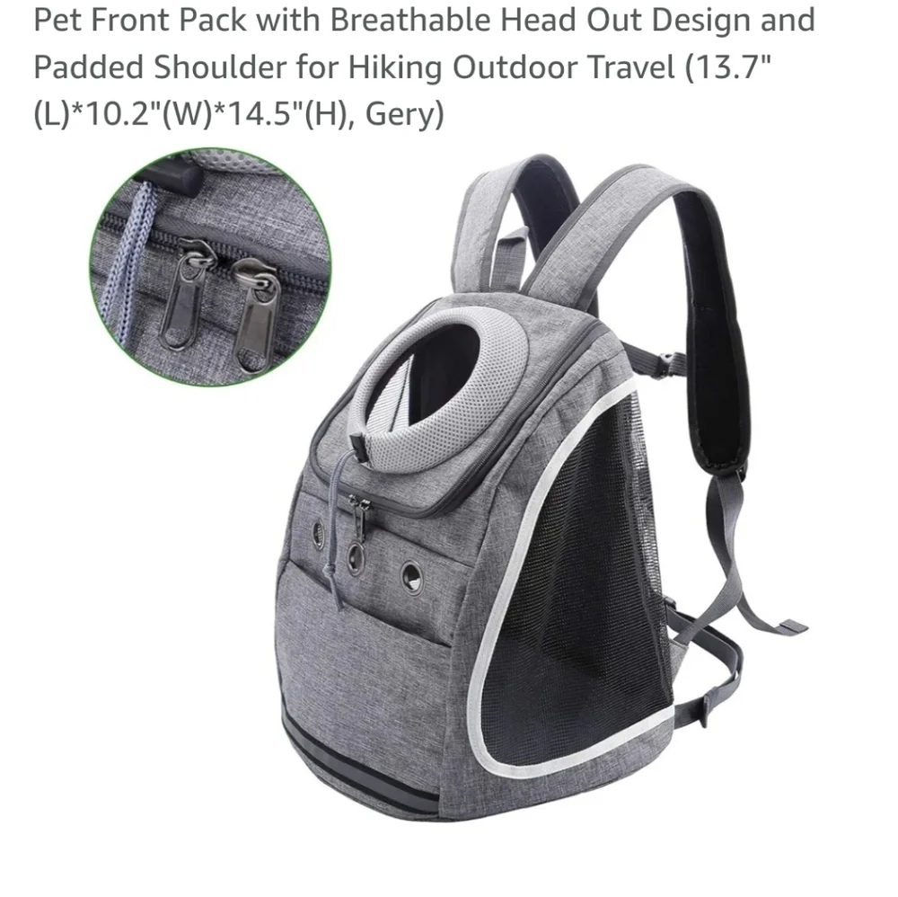 Comfortable Dog Cat Carrier Backpack, Puppy Pet Front Pack with head whole